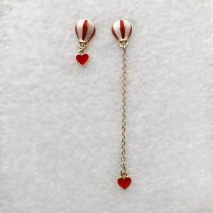 Hot air balloon 🎈 + heart ♥️ asymmetrical earring